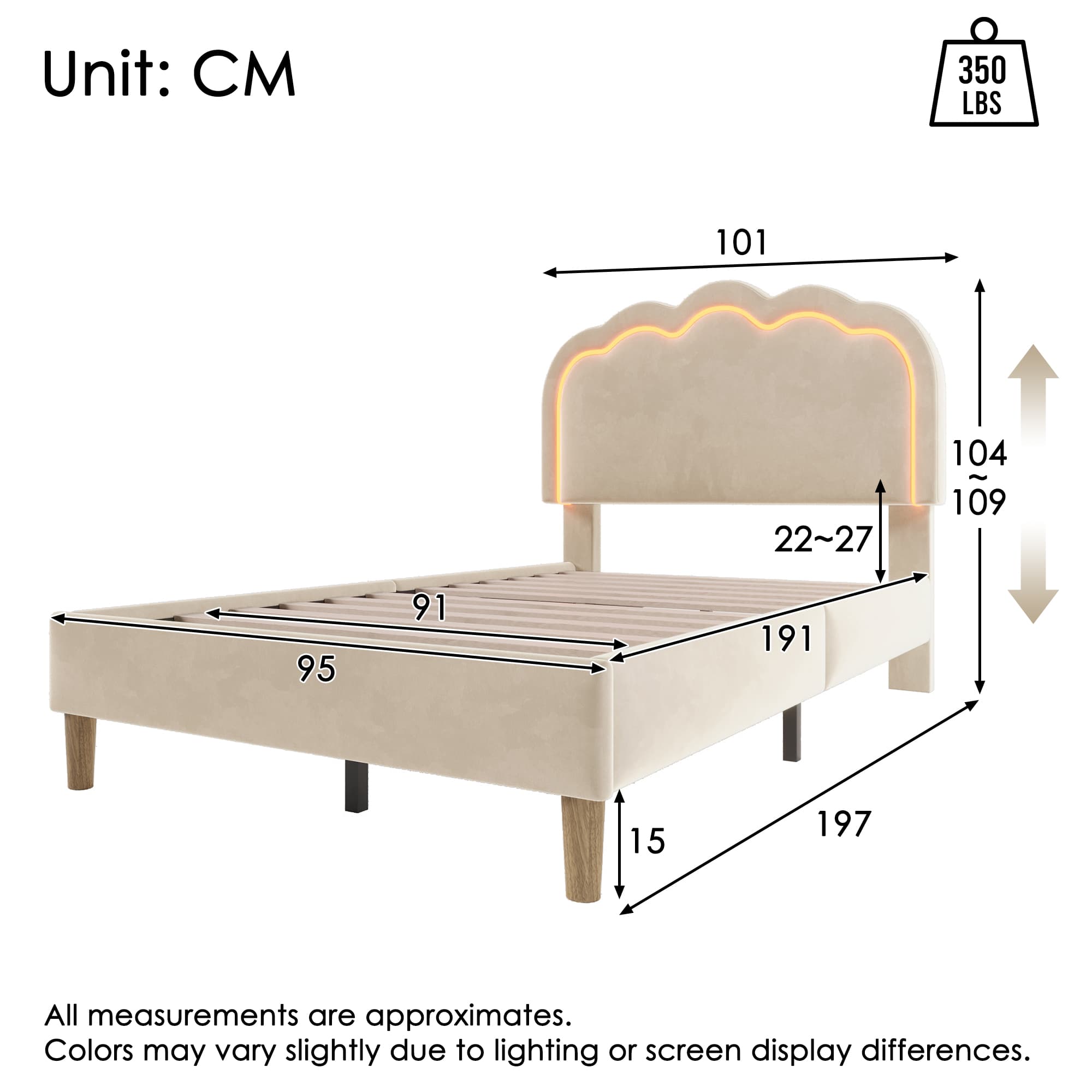 LED Upholstered Bed - image 6