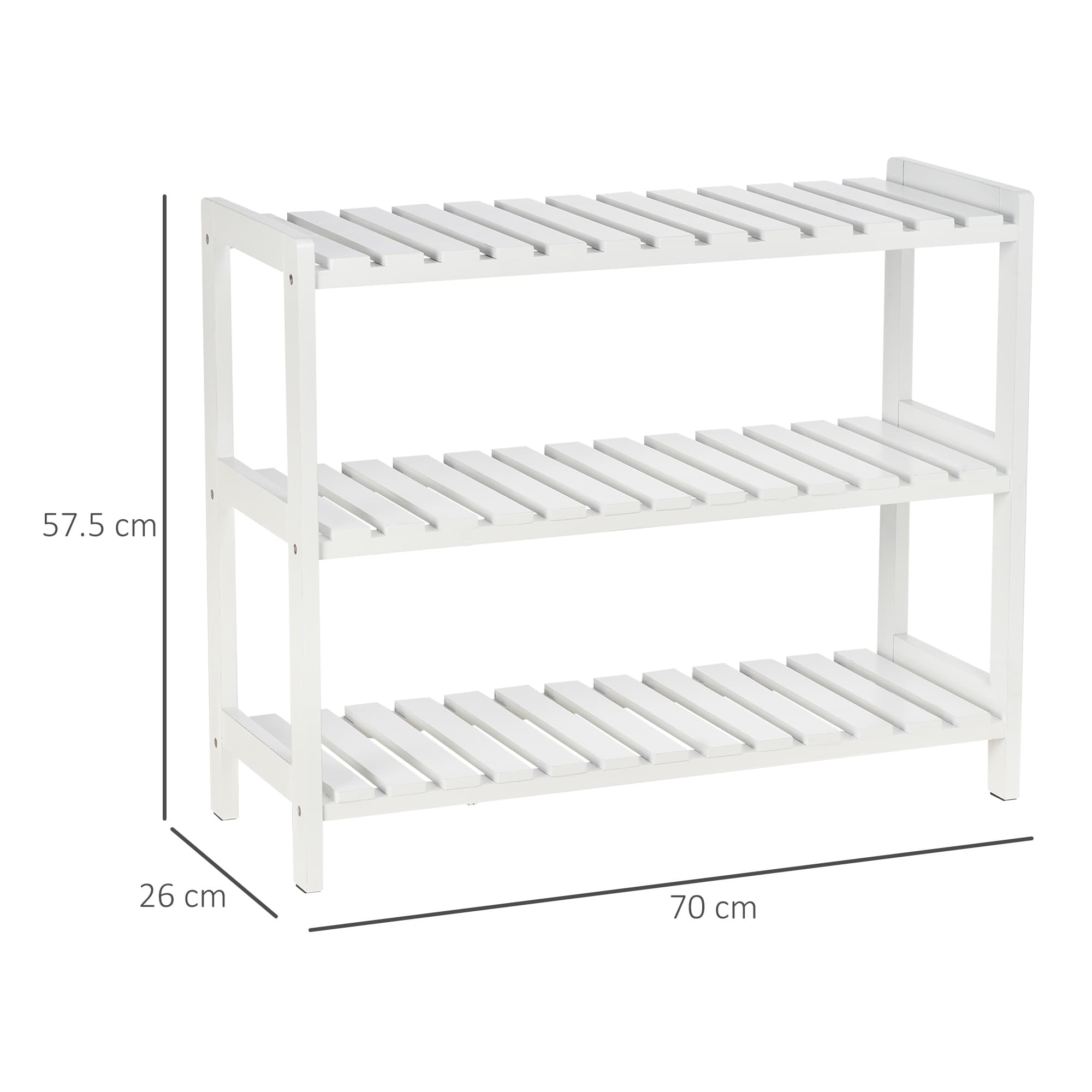 White Open Shoe Rack with Three Slatted Shelves - image 4