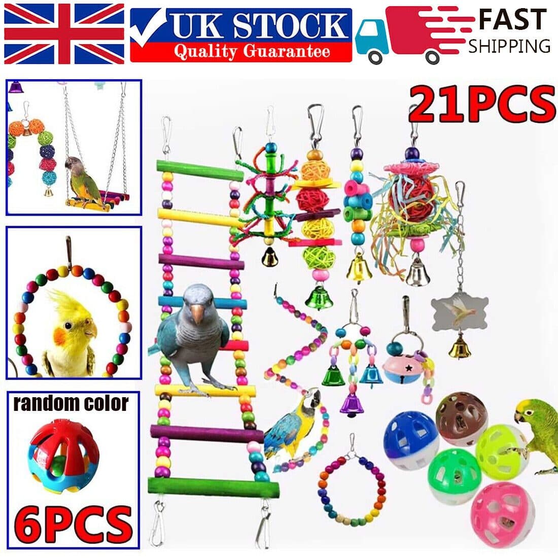 21-Piece Bird Toy Set for Budgies, Cockatiels & Parrots - image 1