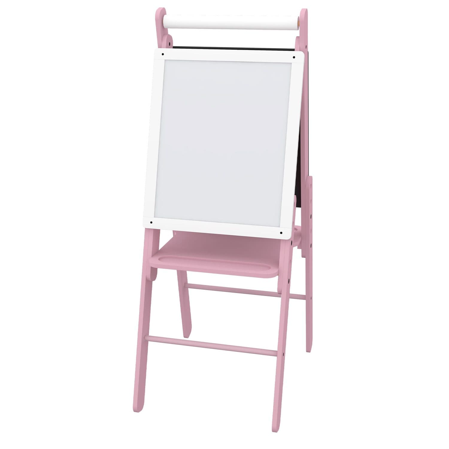 3-in-1 Pink Kids Easel With Whiteboard, Chalkboard and Paper Roll