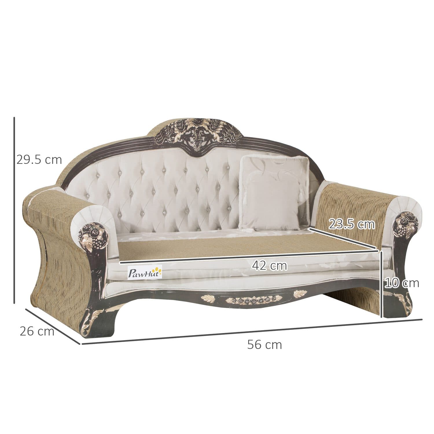 PawHut 2-in-1 Cat Scratcher Sofa Bed With Catnip - image 5