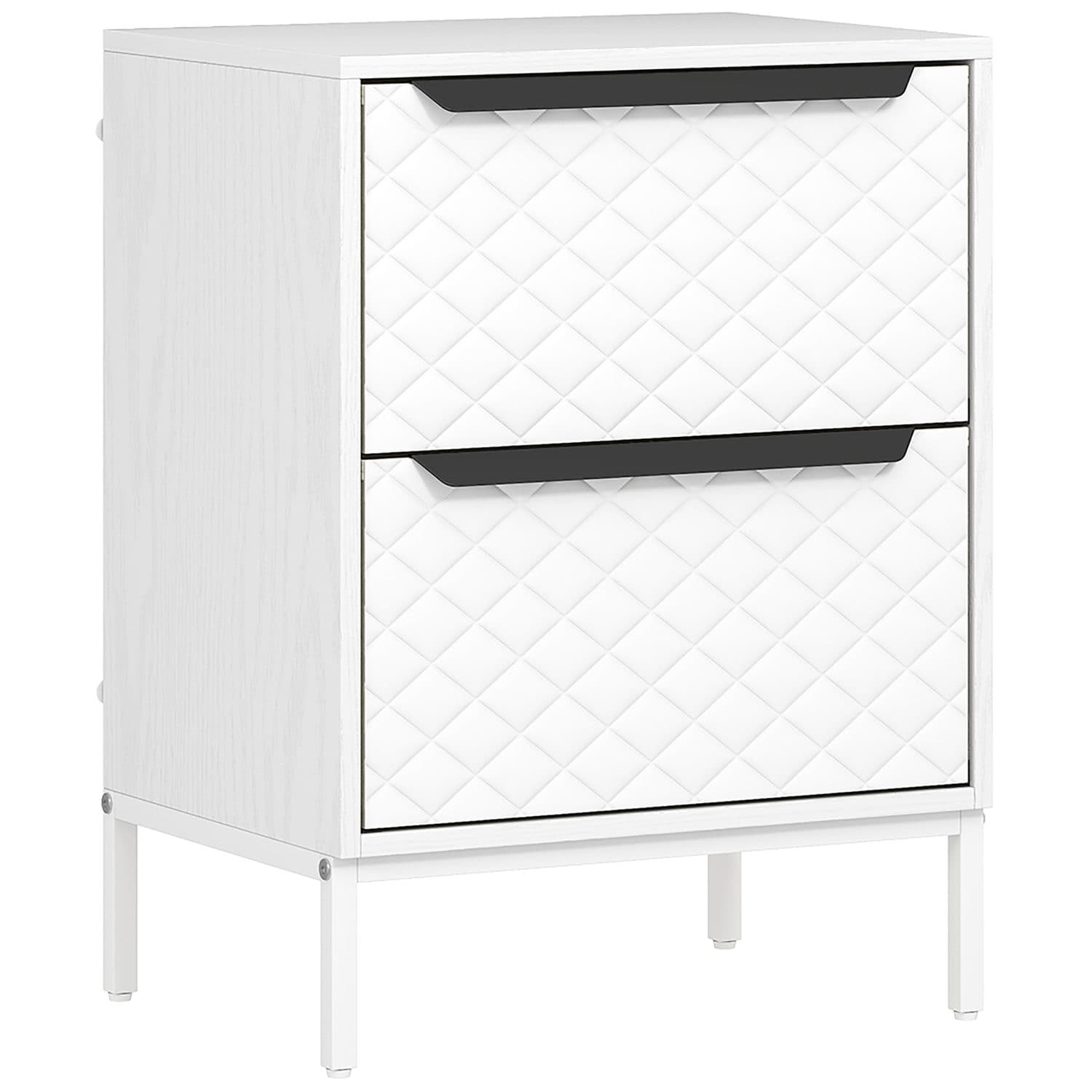 White Two-Drawer Fabric Dresser for Bedroom Storage - White