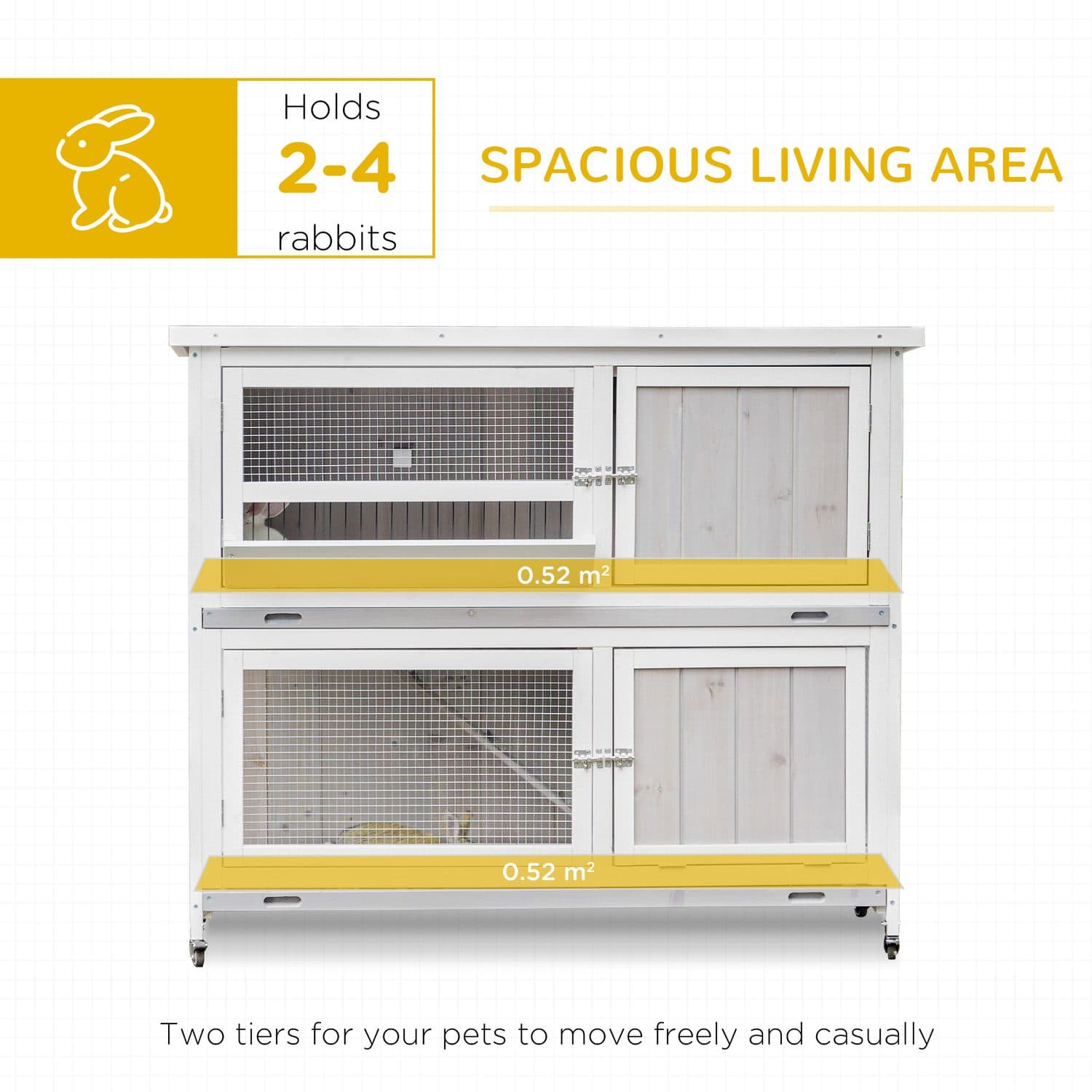 Two-Tier Wooden Pet Hutch - White - image 2