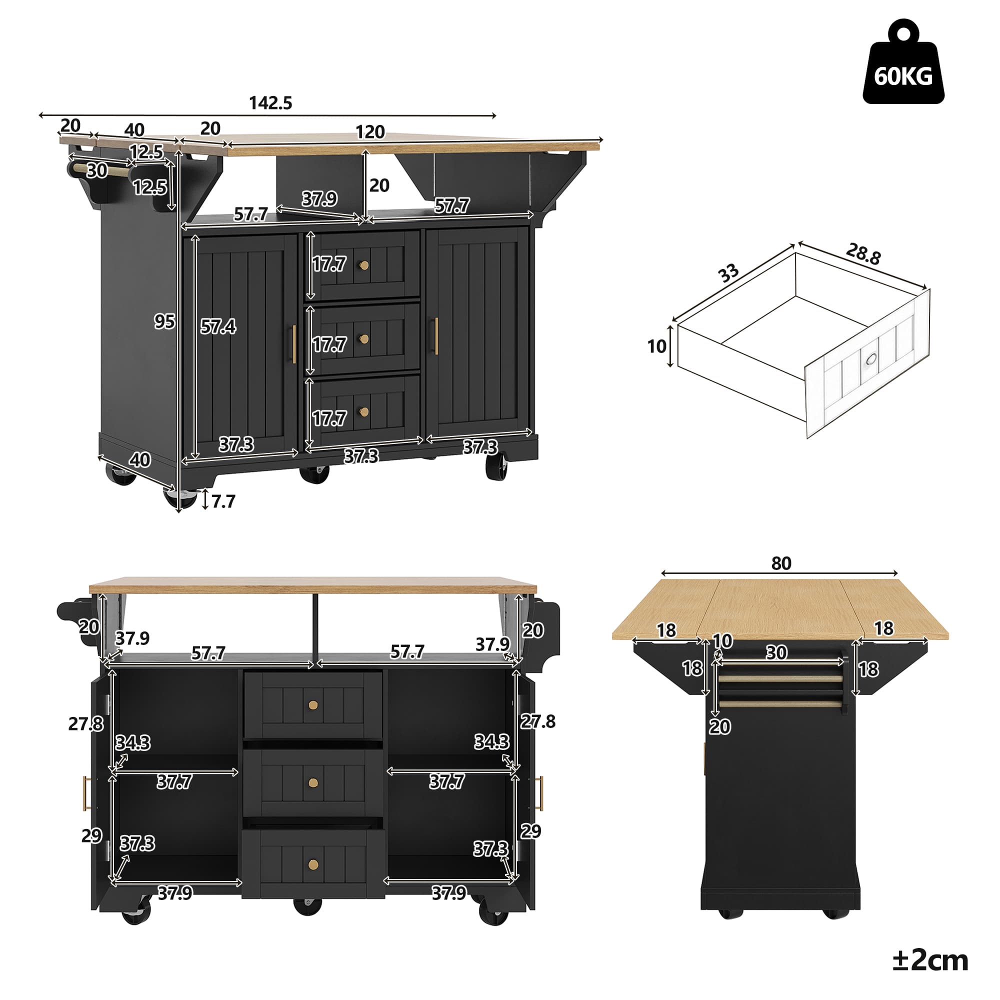 Extendable Kitchen Island Trolley for Ultimate Versatility - image 2