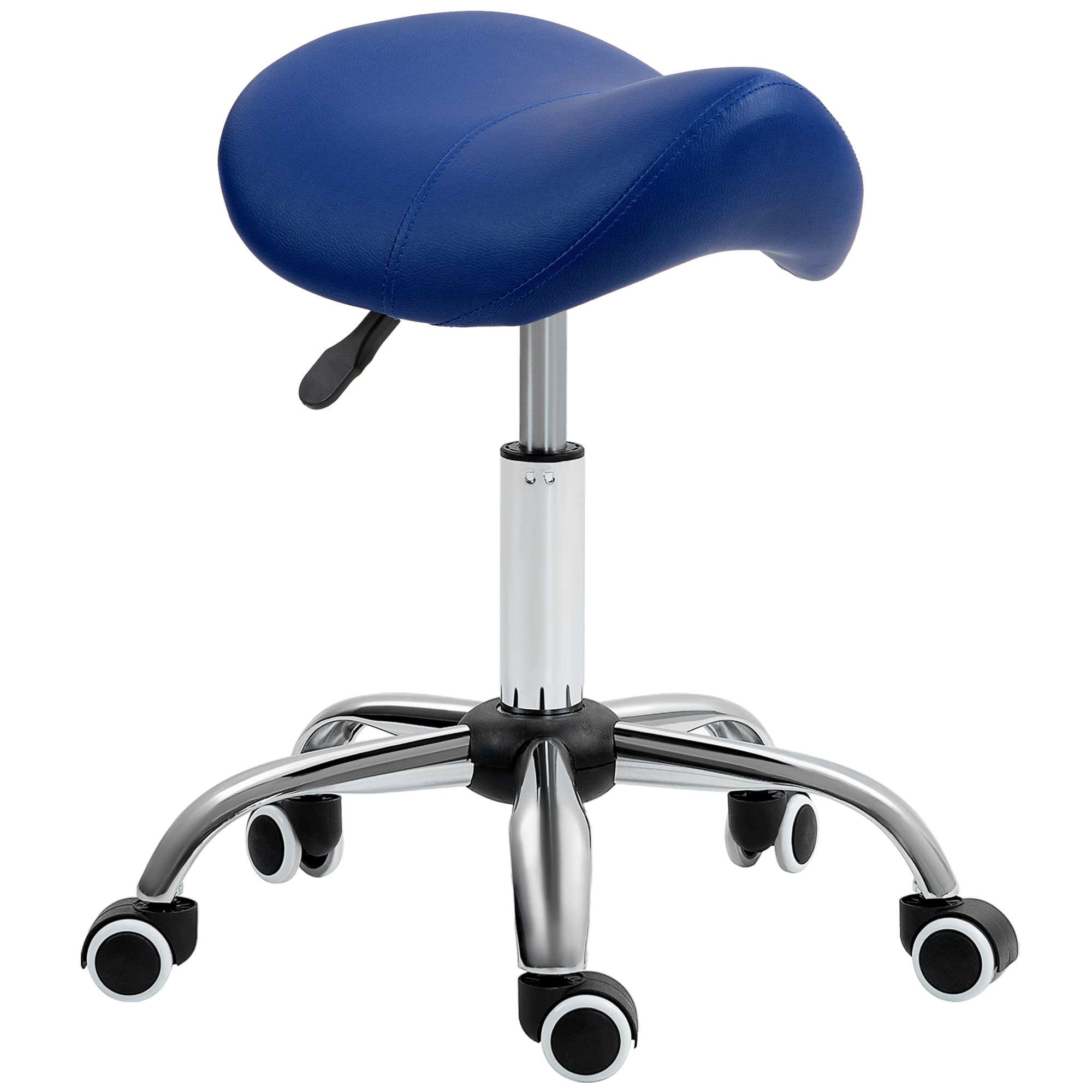 Dark Blue Saddle Salon Stool for Adjustable Support - Blue