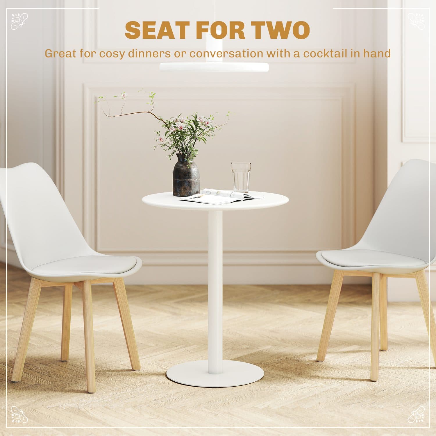 White Round 60cm Dining Table for Compact Spaces - image 3