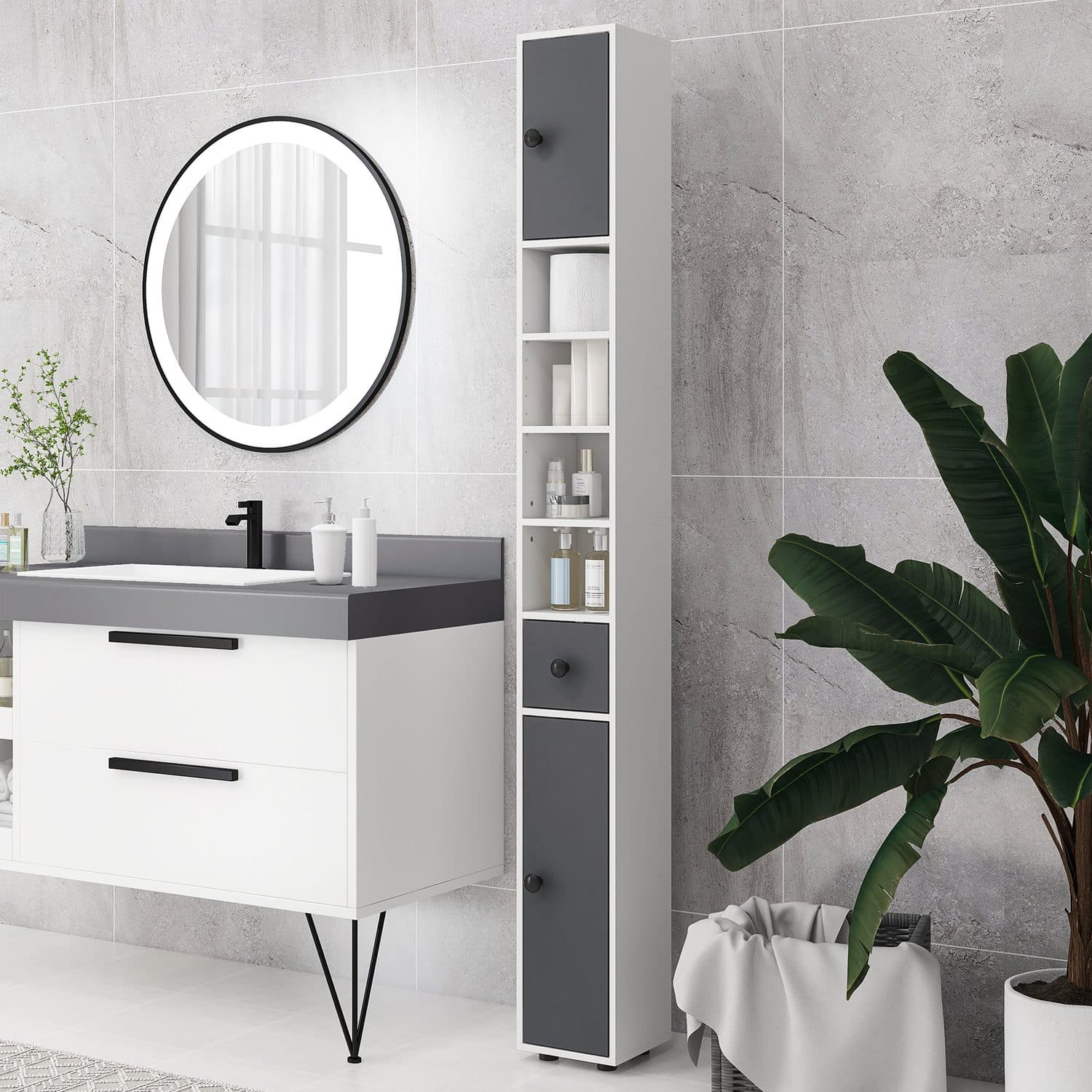 Floor-standing tower cabinet for tight bathroom spaces - image 5