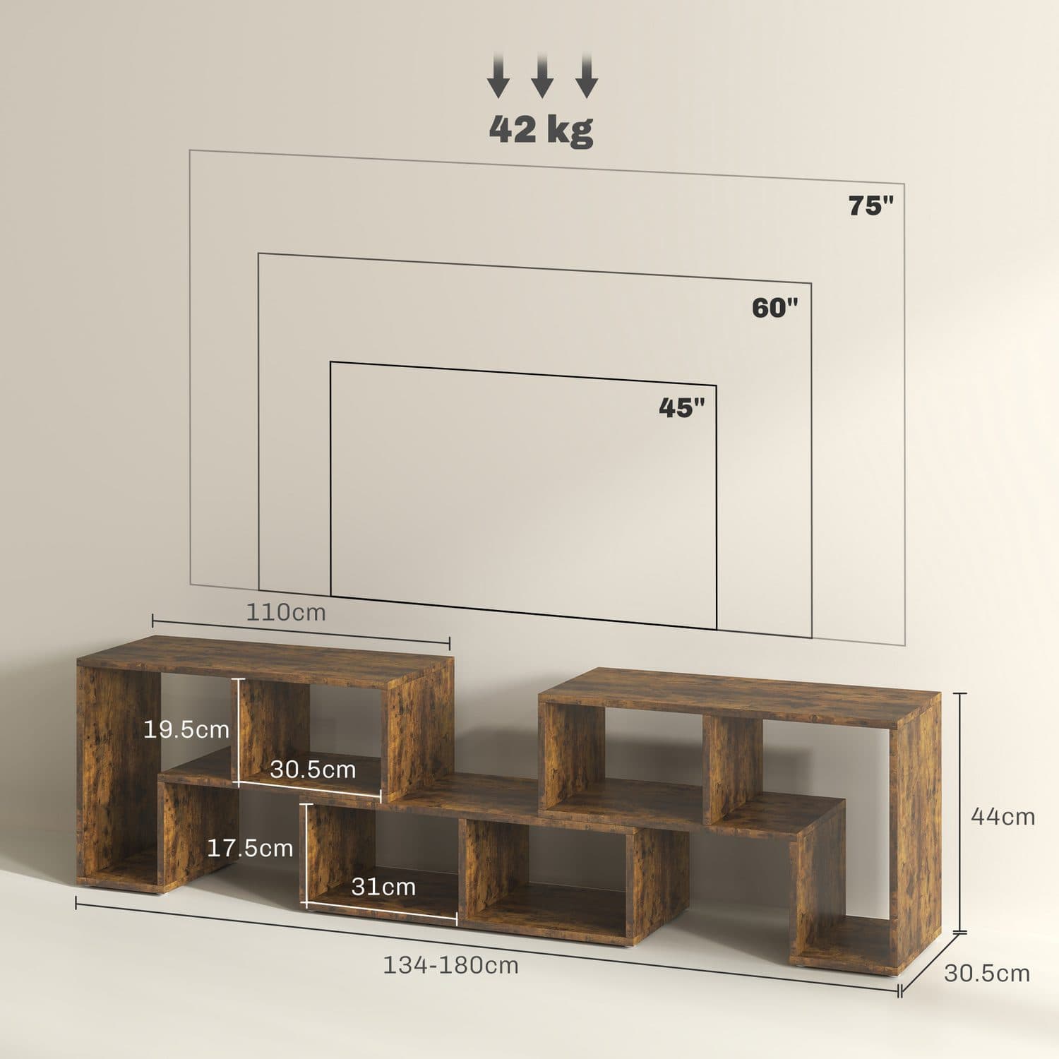 Customise Your Space with the Modular Rustic Brown TV Stand - image 3