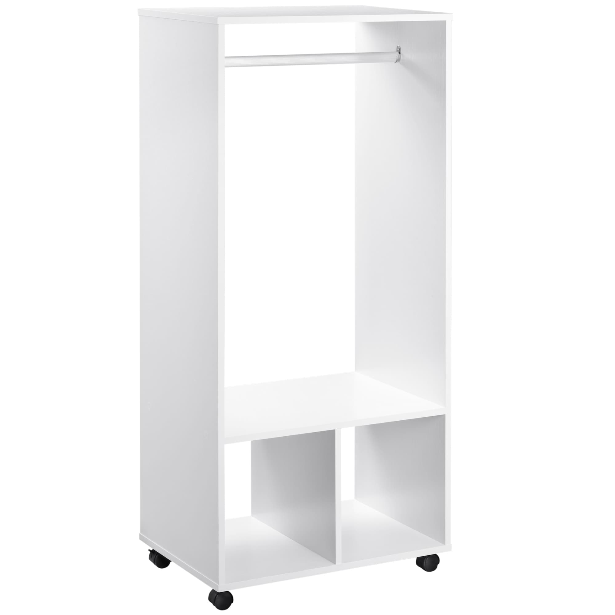 White Open Wardrobe on Wheels