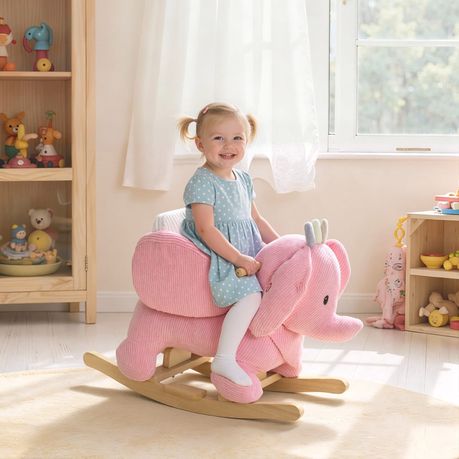 A soft pink elephant rocker for steady toddler play - image 2