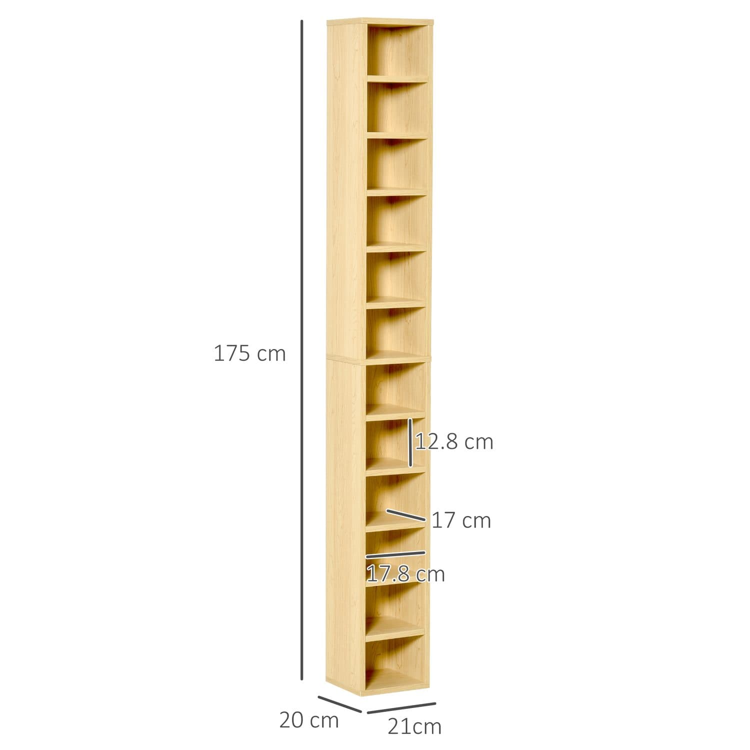 Tall Slim 204-CD Media Storage Tower in Oak Tone - image 1