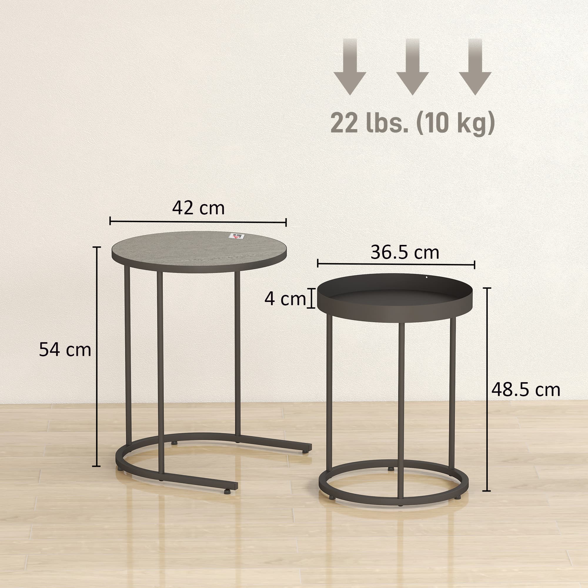 Round Industrial Nesting Table Set — Grey and Black - image 1