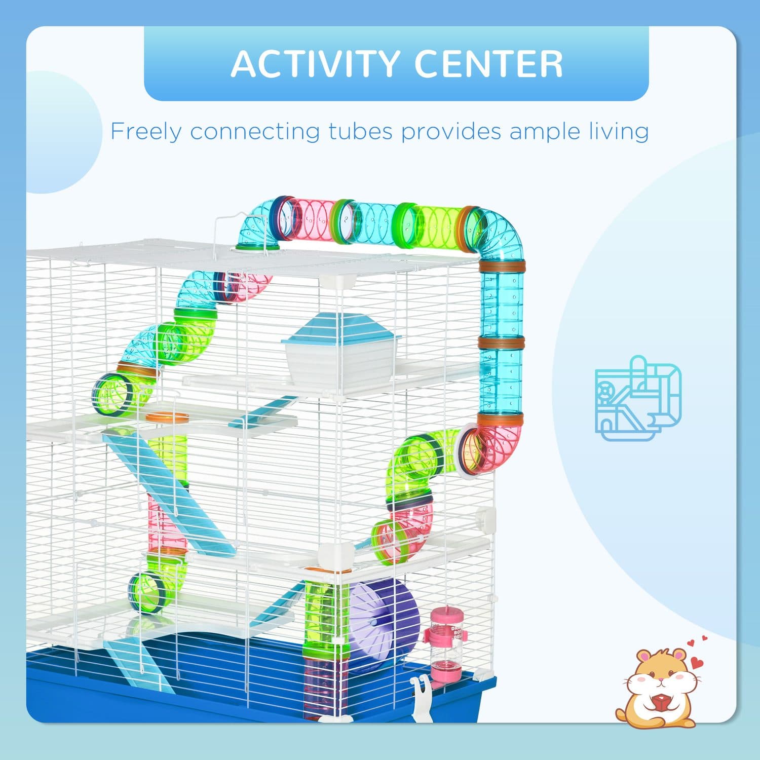 PawHut Hamster and Gerbil Cage, 59L x 36W x 69H cm - image 5