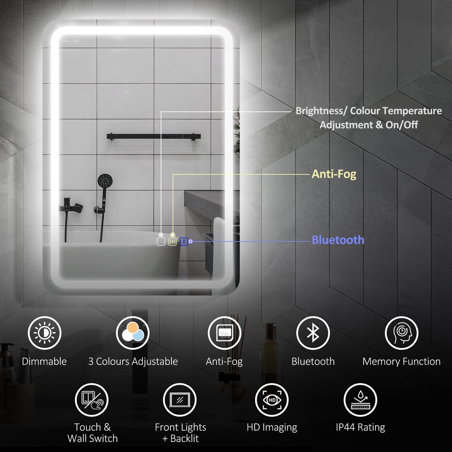 Bluetooth LED Bathroom Mirror - image 5