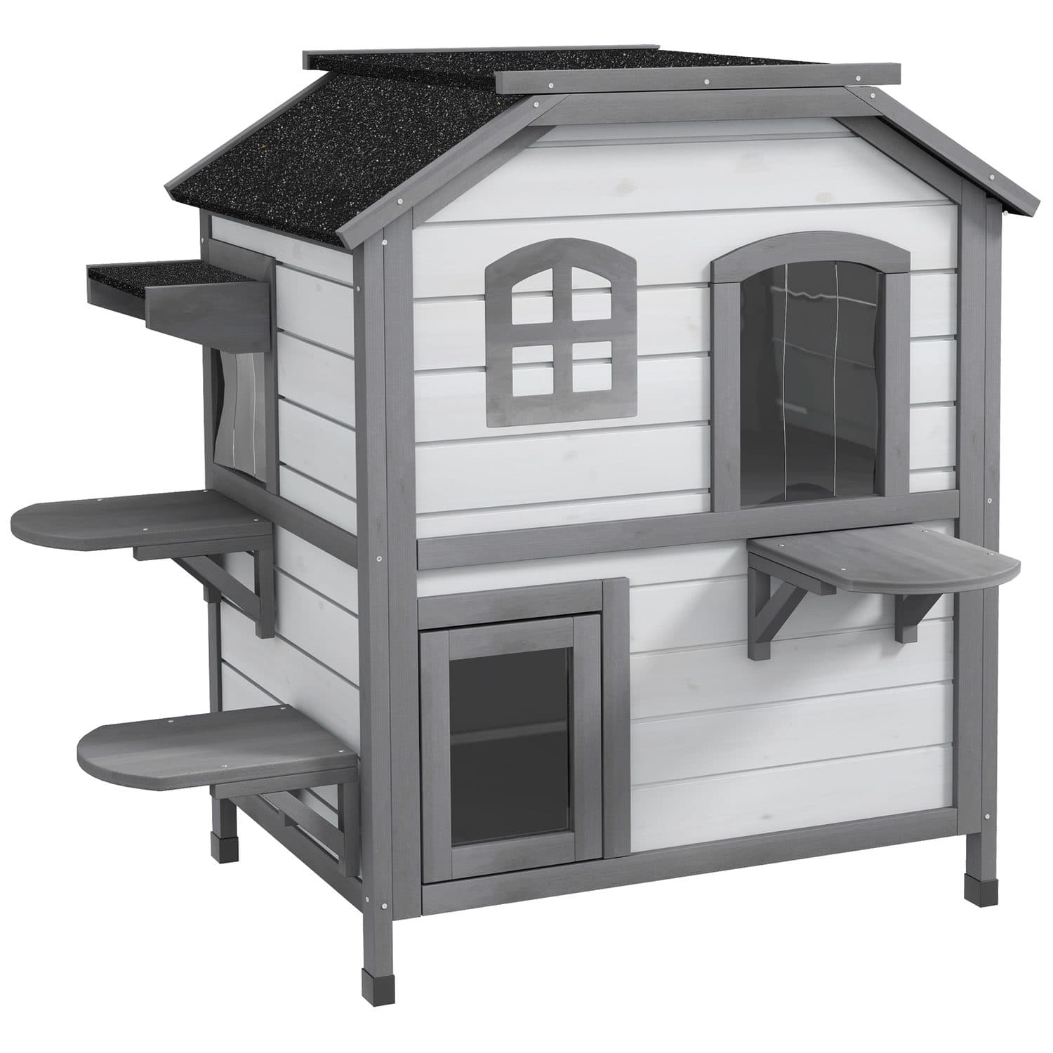 2-Storey Outdoor Cat House With Stepped Climbing Platforms