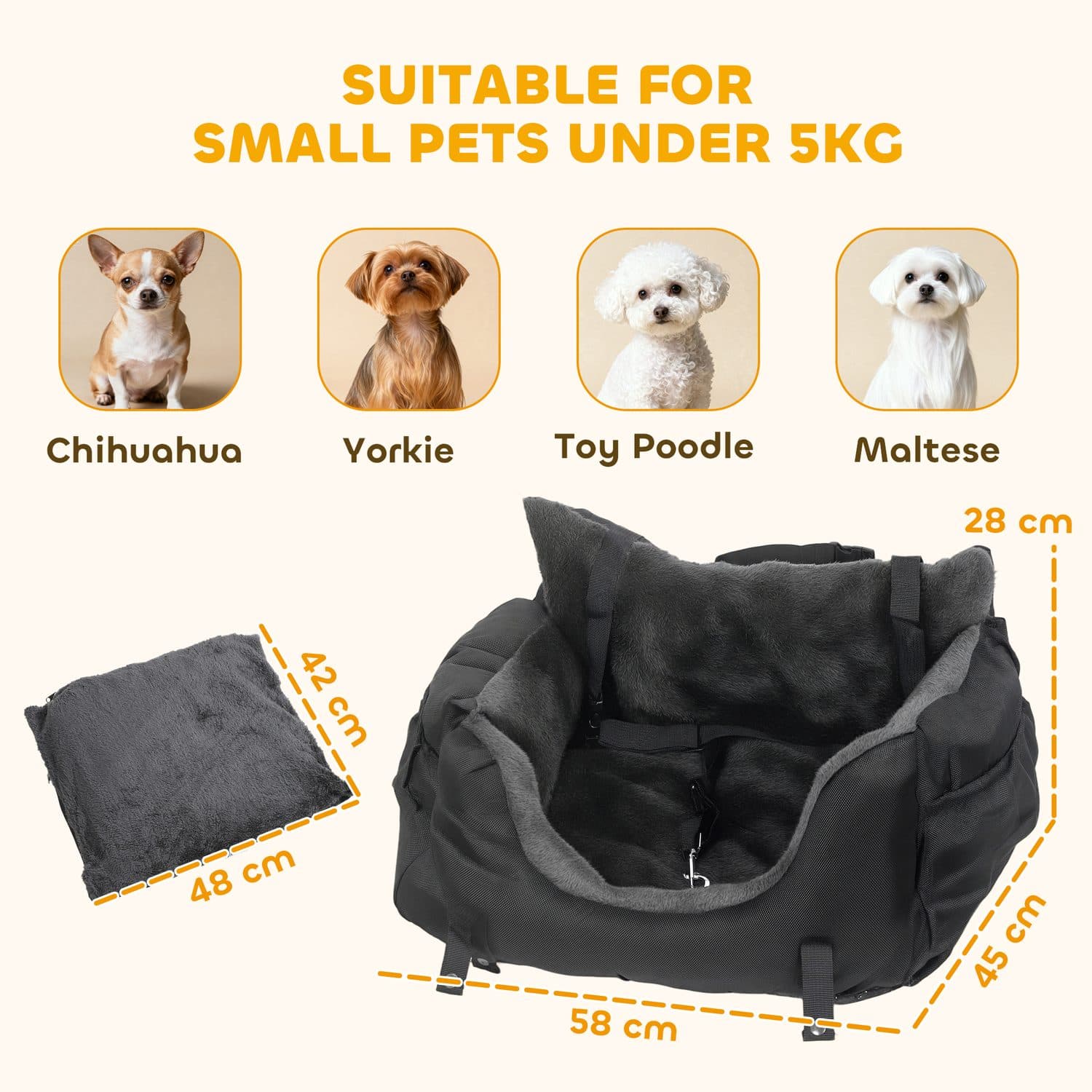 PawHut Dog Car Seat for Small Dogs - image 5