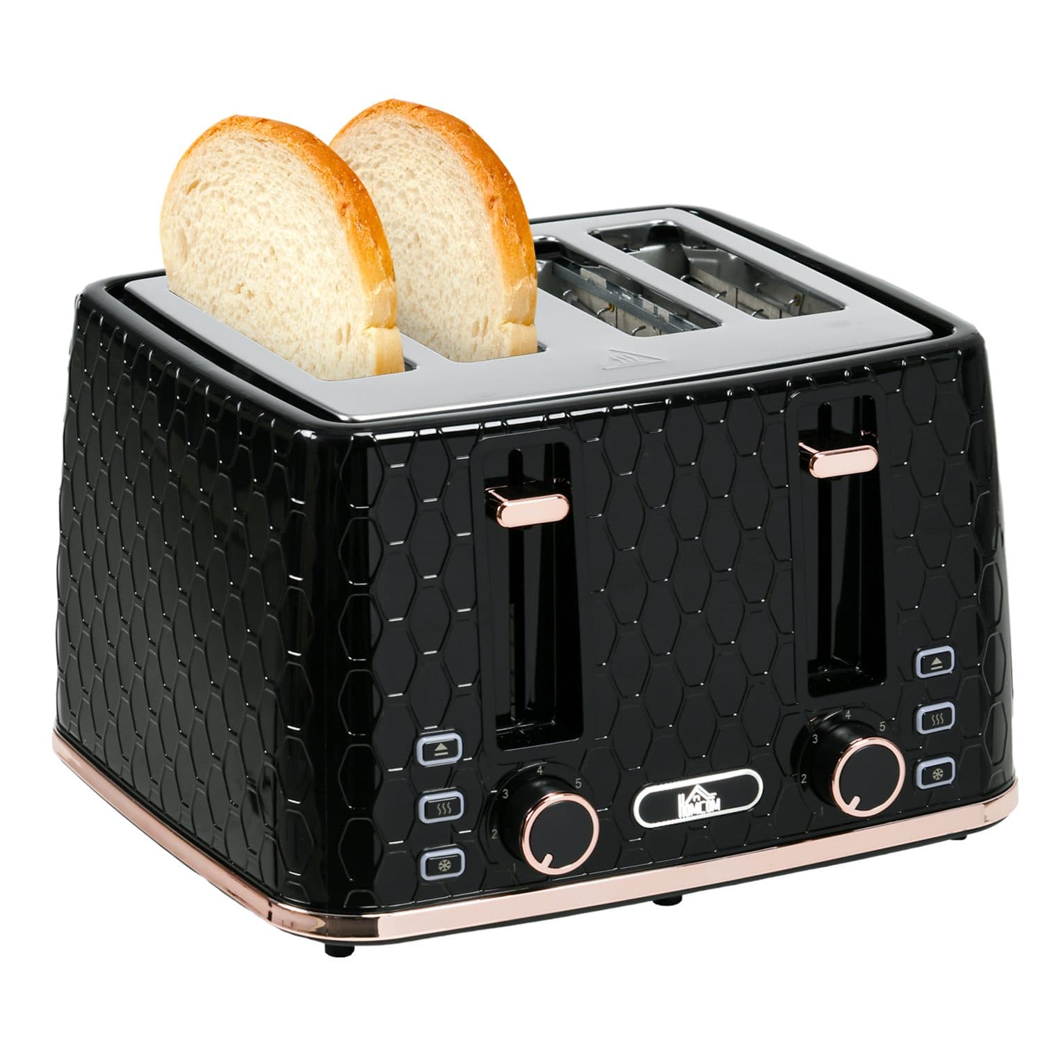 Black Four Slice Toaster with Seven Browning Levels - Black