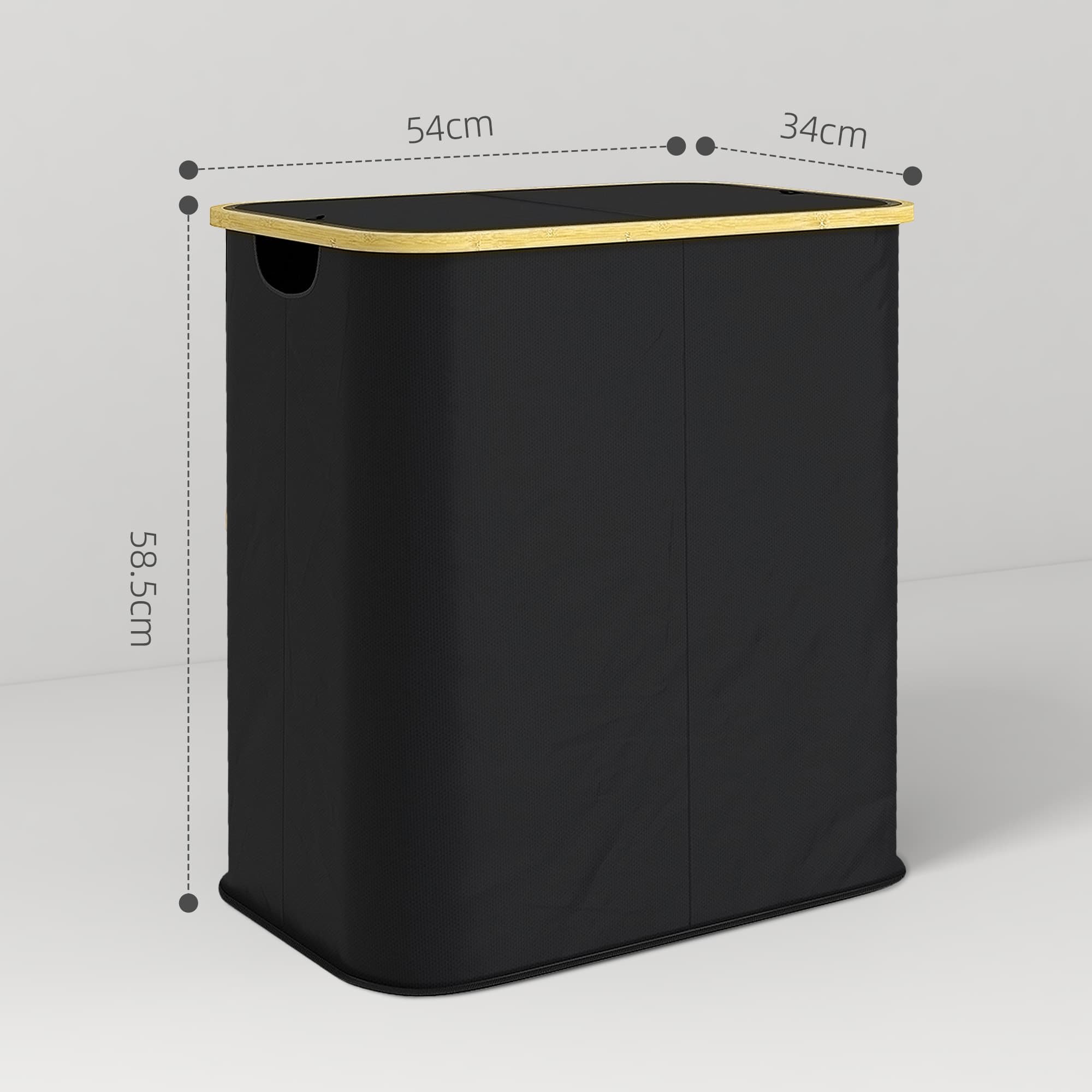 Split-Section Laundry Hamper With Bamboo Rim and Butterfly Lid - image 4