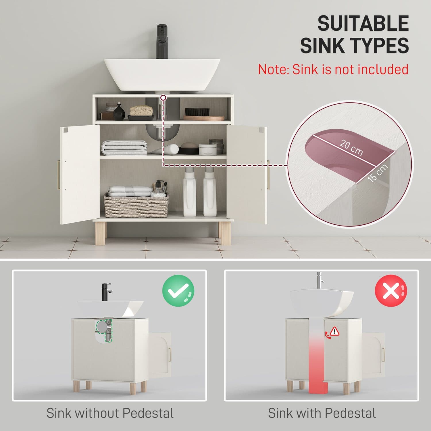 Under-Sink Cabinet with U-Shaped Basin Cut-Out - image 4