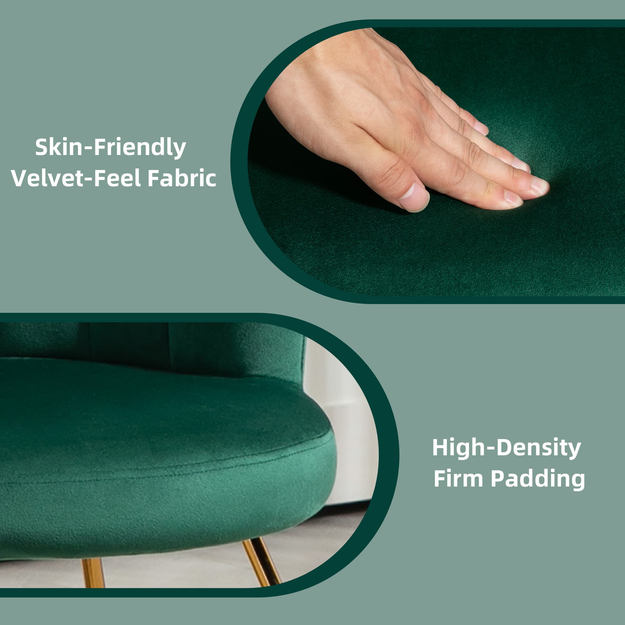 Green Velvet Scalloped Accent Chair with Gold Cross Base - image 5