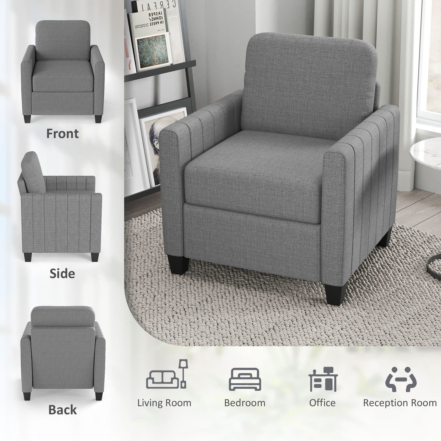 Modern Light Grey Armchair - image 4