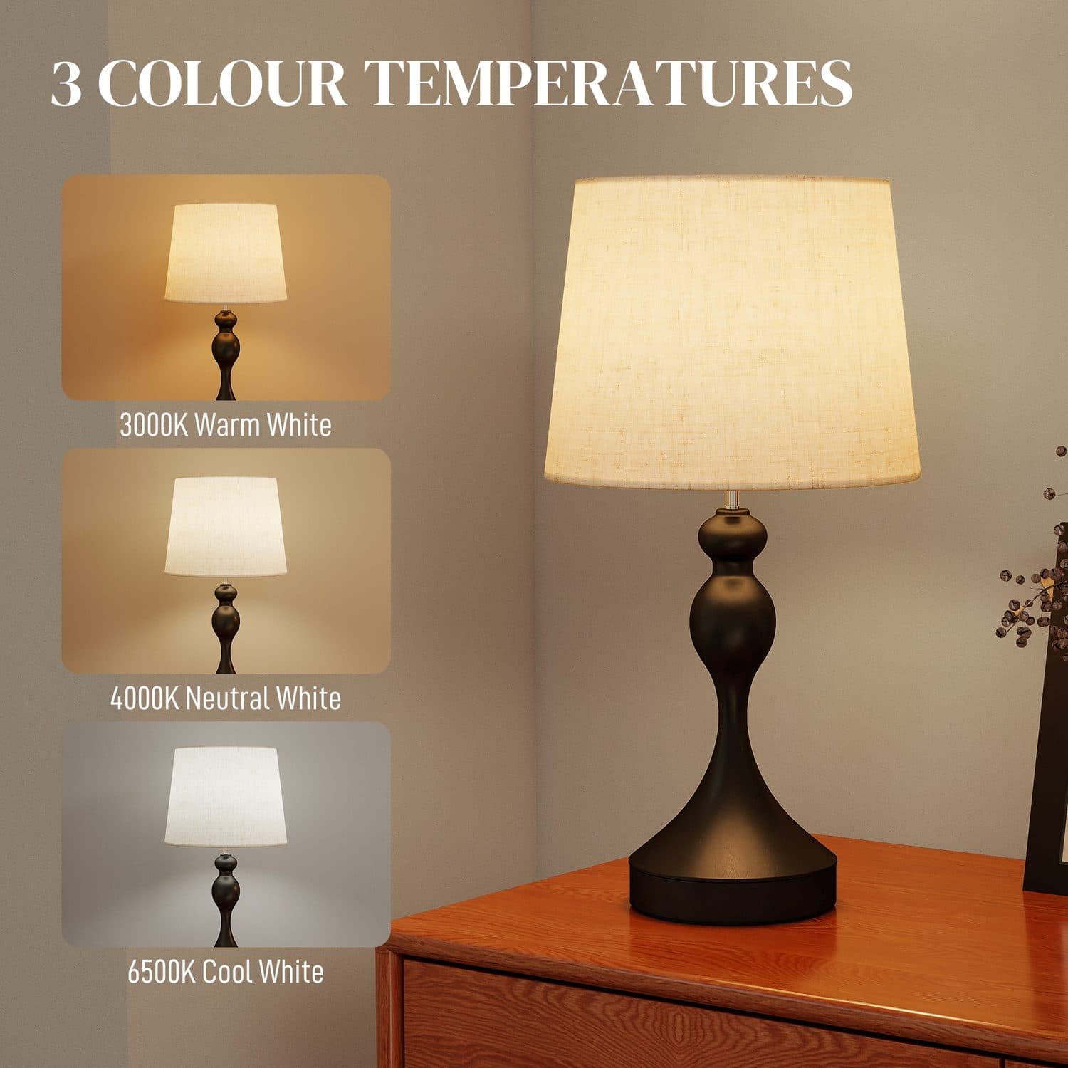 Matching black bedside lamps with USB charging - image 5