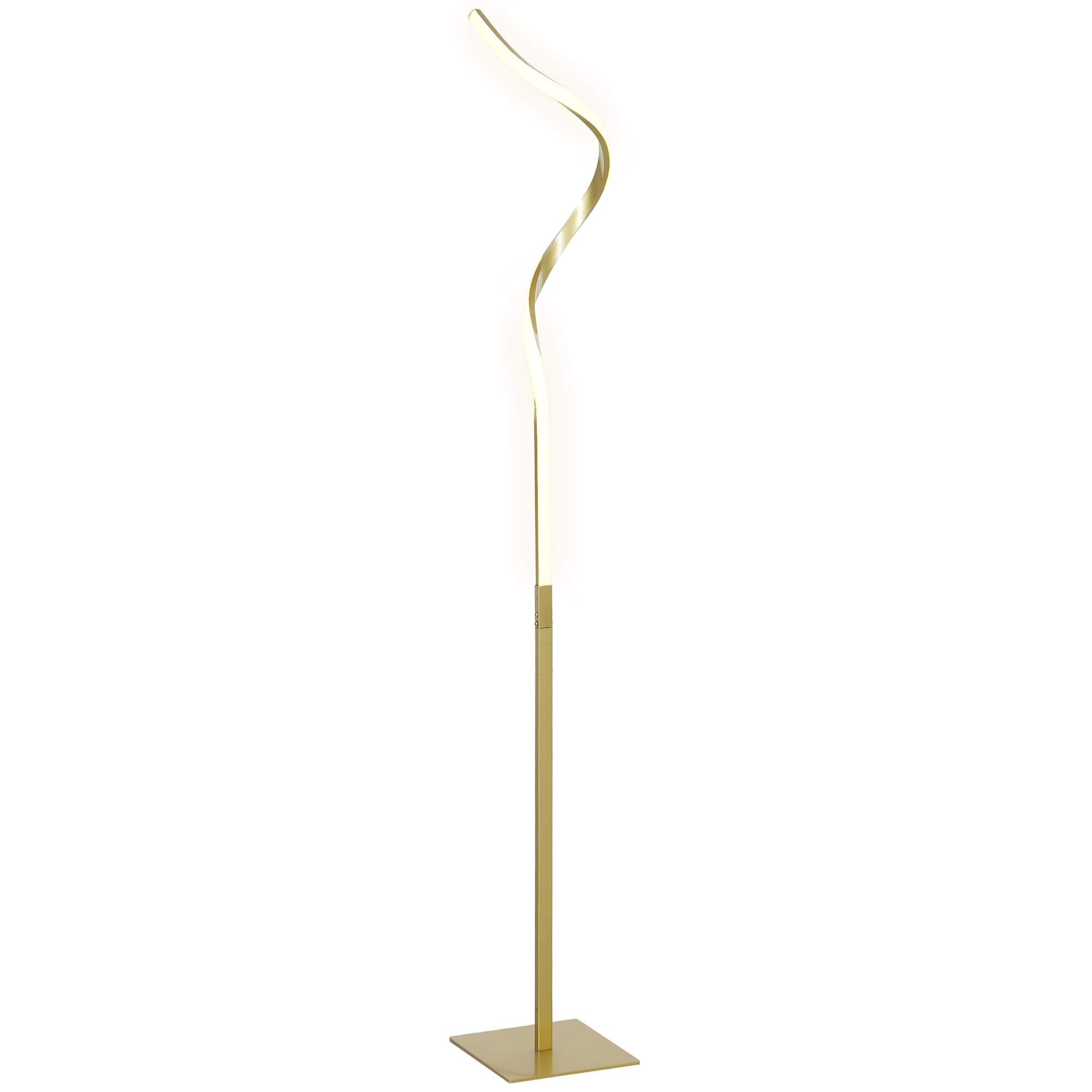 Gold Spiral LED Floor Lamp for Ambient Room Lighting - Gold Tone