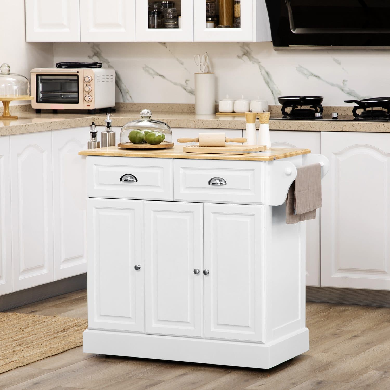 White Rolling Kitchen Island - image 2