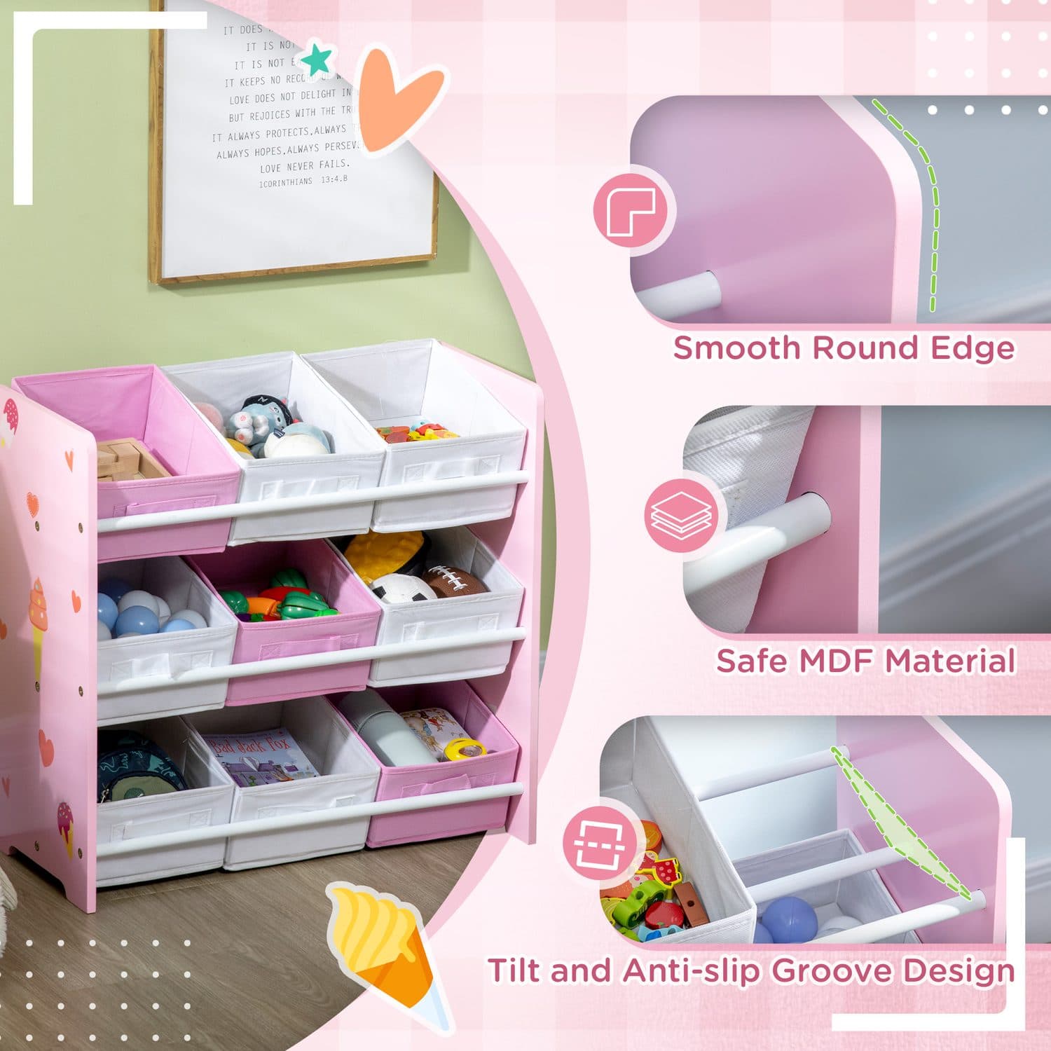 Kids pink storage rack for toys, books and clothes - image 1