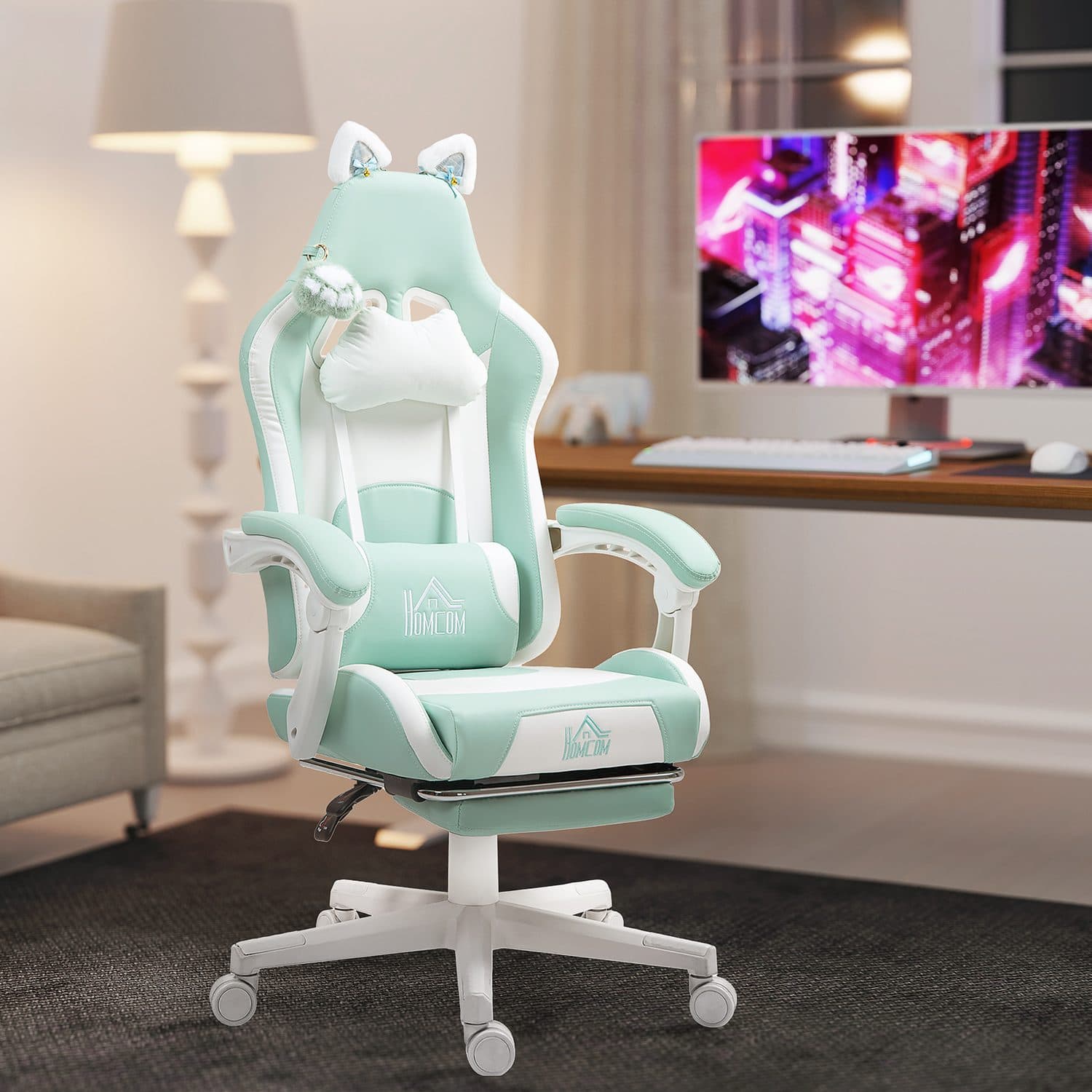 Level Up in Comfort: Light Blue Cat Ear Gaming Chair - image 3
