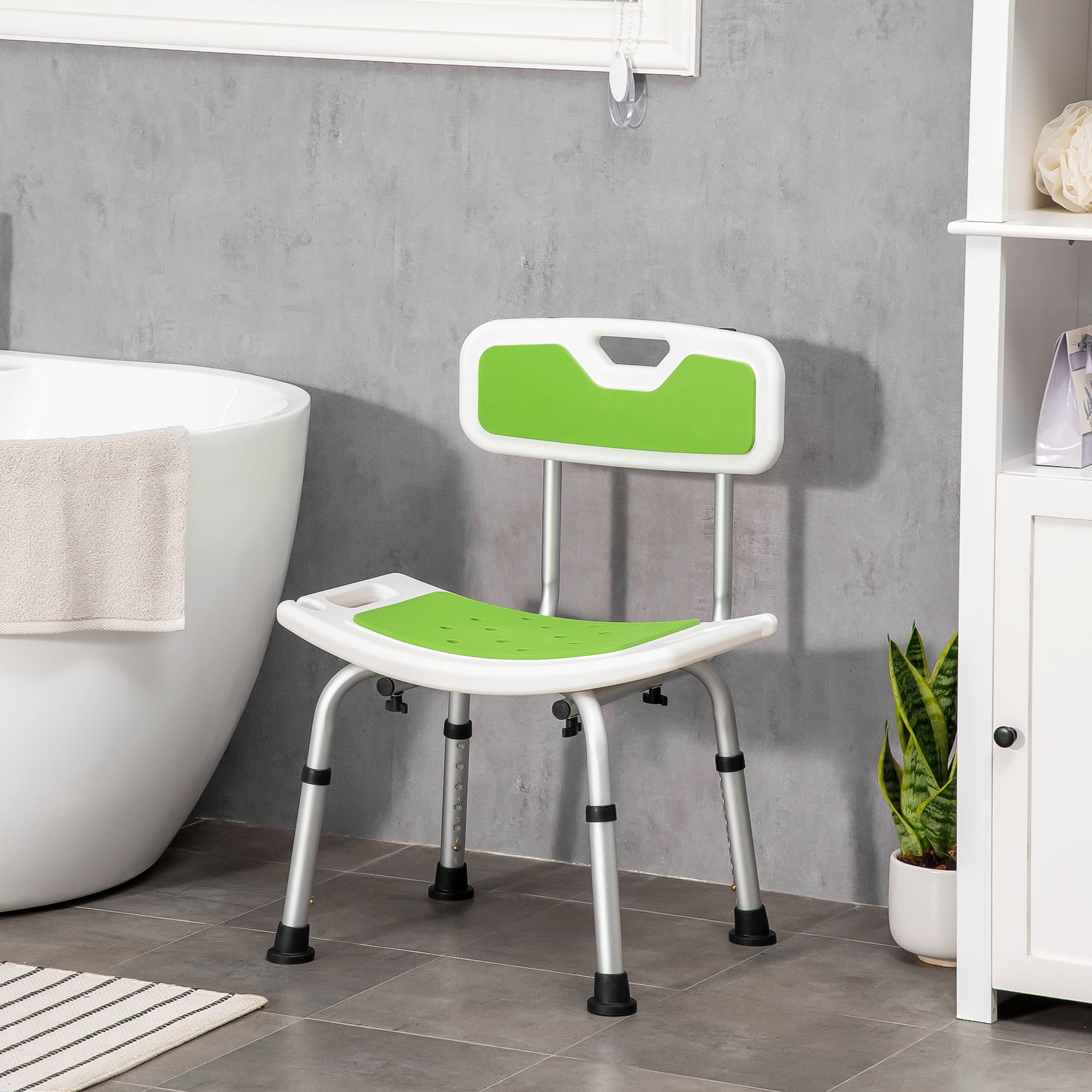 Supportive Green Shower Chair with Adjustable Height - image 4