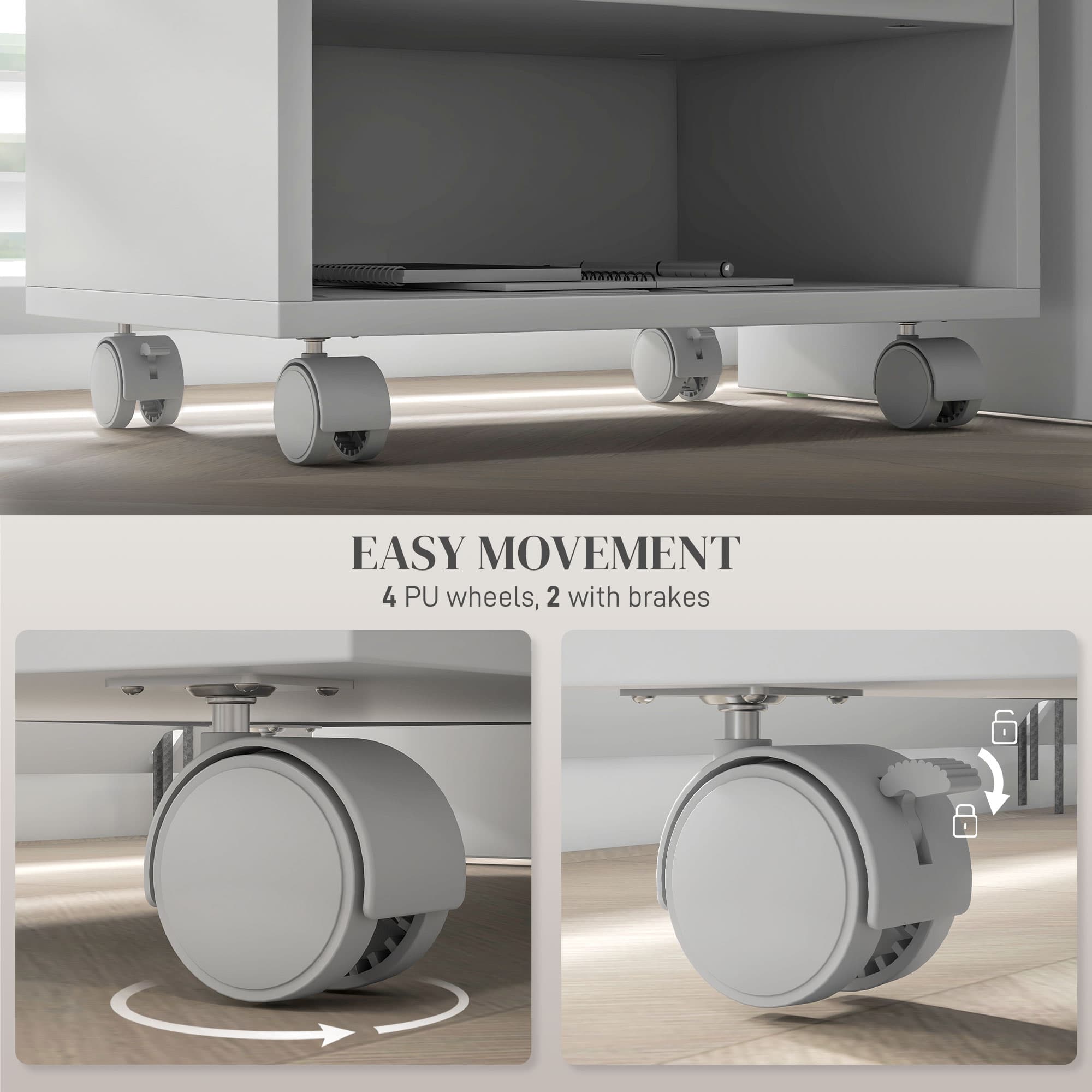Mobile white printer cabinet with three compartments - image 5